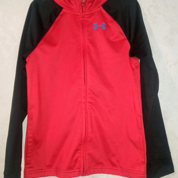 Under Armour Other - Under Armour Boys Size 7 Red & Black Full-Zip Hooded Track Jacket
